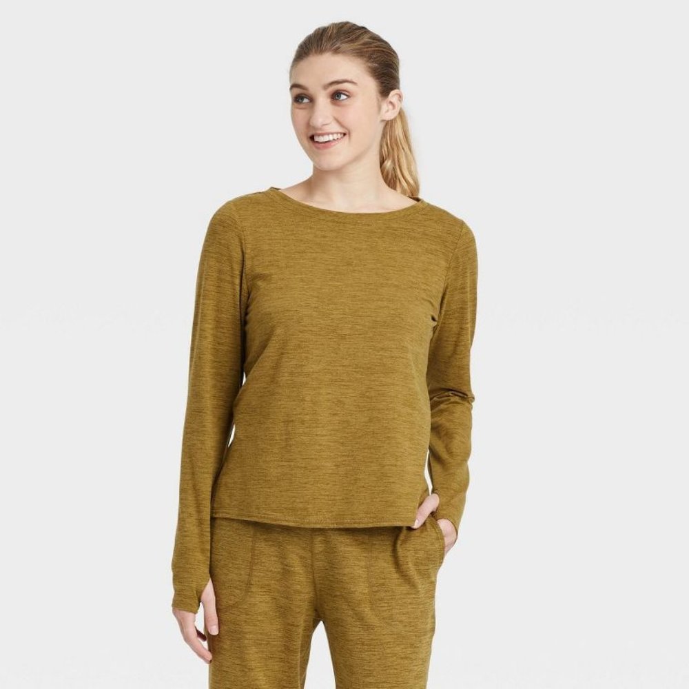 NEW Olive Green Space Dye Sz Small Soft Relaxed Fit Athletic Thumbhole Shirt